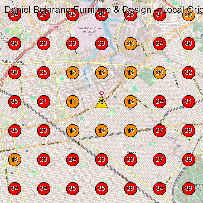 Daniel Bejarano Furniture & Design GeoGrid visibility map for Wholesaler in Maspeth